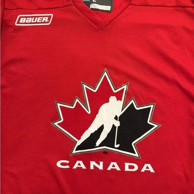 Bauer Red Canada Hockey Jersey with Maple Leaf Logo size L - Image 1 of 3