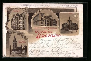 Lithographie Bochum, Ständehaus, Kgl. Landgericht, Alter Markt 1902  - Picture 1 of 2