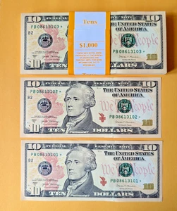 2017A $10 Star Note REP • Uncirculated BEP Fresh • Rare Sequential Bill 10 pcs - Picture 1 of 8