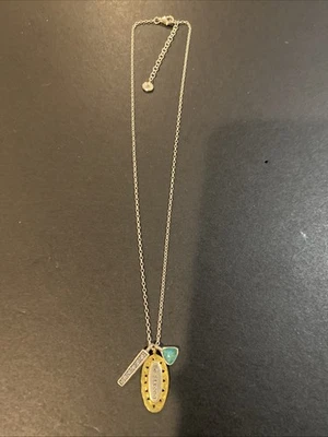 Collar Turquesa Silpada Plata de Ley y Latón BE STRONG CIRCONITA N3183 Foto 1 de 4