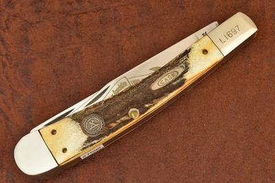 CASE XX USA 1995 NKCA STAG JUMBO PIG STICKER BANANA TRAPPER KNIFE 5251 SS (27592 - Image 1 of 4