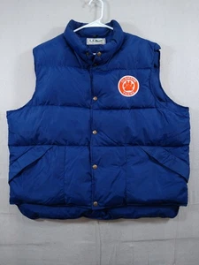 Vintage LL Bean Clemson Tigers Goose Down Puffer Vest Mens XL Blue 80s Y2K Snap - Picture 1 of 11