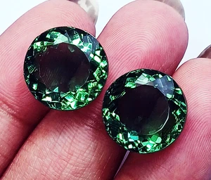 Certified Natural Green Amethyst 10 To 12Ct Loose Gemstone Round Shape Pair RL47 - Picture 1 of 9