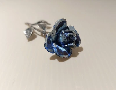 Miniatura in Argento 800 rosa blu made in Italy statuetta - Immagine 1 di 4