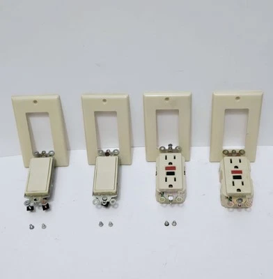 Receptáculos e interruptores basculantes Leviton GFCI 15 amperios placa de pared 2/Ea (4) y tornillos** Foto 1 de 4