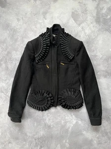 Just Cavalli Pea Coat Jacket Wool Black size XS - Picture 1 of 12