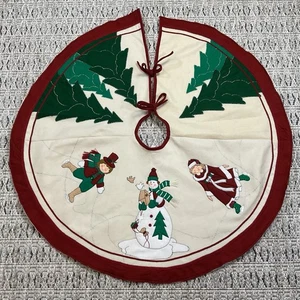 Falda de árbol de Navidad de fieltro de colección 1998 International Silver Co Borgoña patinadores sobre hielo - Imagen 1 de 13