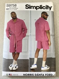 UNCUT Simplicity S9758 Men's Shirt & Shorts BB (44-52) Sewing Pattern - Picture 1 of 3