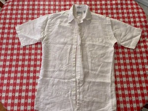 Saks Fifth Avenue White Hampton 100% Linen Button Up Pocket Shirt Mens Small - Bild 1 von 6