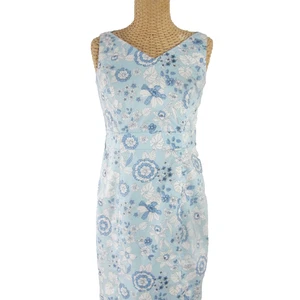 Brooks Brothers Womens 0 Blue Floral Cotton Chintz Sleeveless Empire Waist Dress - Picture 1 of 14