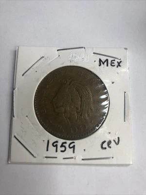 1959 Mexico 🇲🇽 50 Centavos Coin, Cuauhtemoc bust, National Arms - Image 1 of 2
