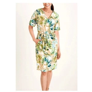 Vestido Chico's Estampado Tropical Corbata Cintura Ligero Verde Azul Para Mujer Talla XL/16 - Imagen 1 de 10