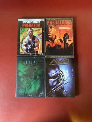 4 DVD Movie Lot: Predator + Predator 2 + Aliens + Alien VS. Predator COMPLETE VG - Image 1 of 4