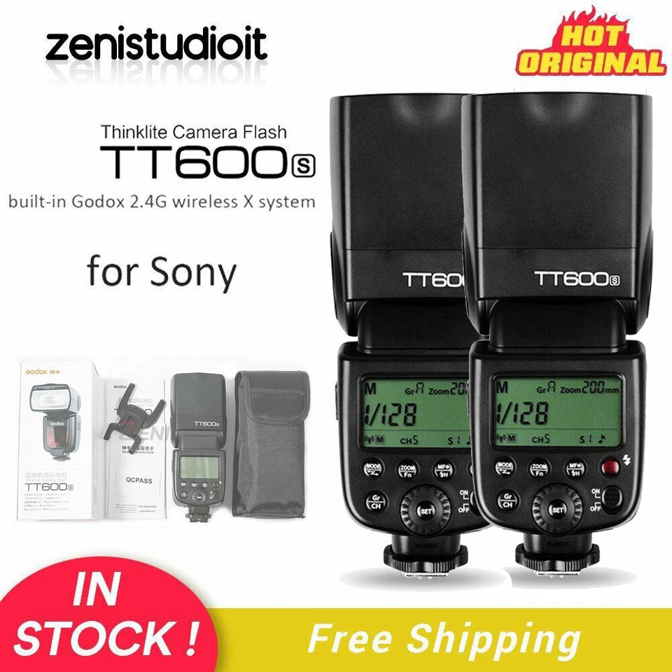 US 2Pcs Godox TT600S 2.4G Flash Speedlite Light for Sony A7S A7R II A7MII A6000 - Image 1 of 4