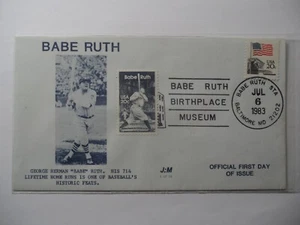 US STAMPS : USA BASEBALL WORLD - BABE RUTH BALTIMORE MD OFFICIAL FIRST DAY COVER - Picture 1 of 3