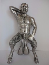 Bronze Door Knocker Figure Doorbell Cast Balls Satyr Pan Roman Victorian Phallus