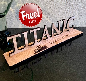 Placa artesanal de madera Titanic RMS regalo gratis coleccionistas recuerdos línea estrella blanca - Imagen 1 de 3