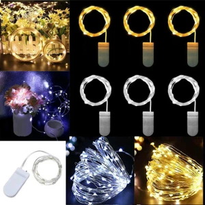 10 LED Micro Riso Filo Rame Corda Fata Batterie Luci Natale Festa Matrimonio 1M - Foto 1 di 24