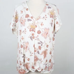 Camisa Top Como Blu Mujer XL Floral Tejida Anudada - Imagen 1 de 4