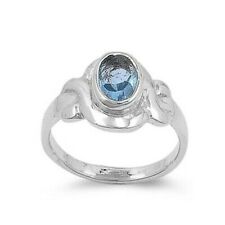 Baby Ring Genuine Sterling Silver 925 Jewelry Aquamarine Face Height 9 mm Size 5
