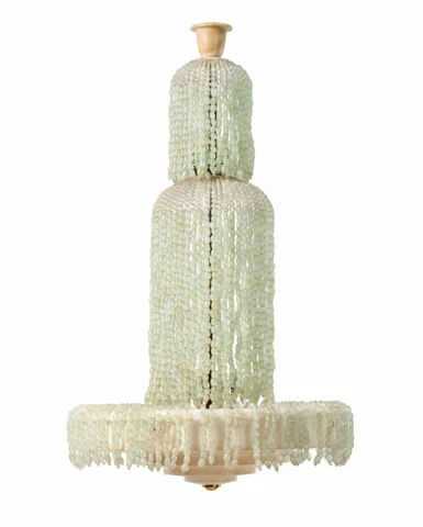 Émile Jacques Ruhlmann Art Deco Alabaster and Beaded Glass Chandelier Cover