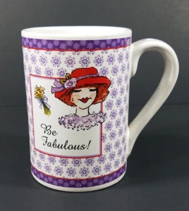 Linda Grayson Santa Barbara Ceramic Design purple floral Be Fabulous coffee mug - Picture 1 of 8