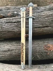 Hand Forged Sword Damascus Steel Sword Sharp Medieval Sword with Scabbard - Picture 1 of 14