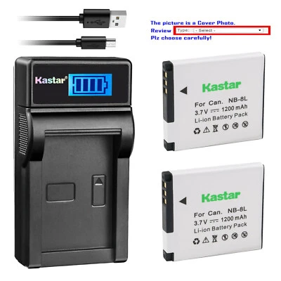 Kastar NB-8L NB8L Battery CB-2LAE Charger for Canon PowerShot A3000 IS Camera