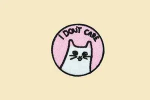 I Don't Care Icon Katze Bügelbild Patch/Tierabzeichen/Haustierabzeichen/gestickt/Applikation - Bild 1 von 4