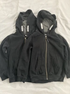 2 x Next Girls Age 6 years black cotton zip up hoodies, RRP £27, School PE - Picture 1 of 7