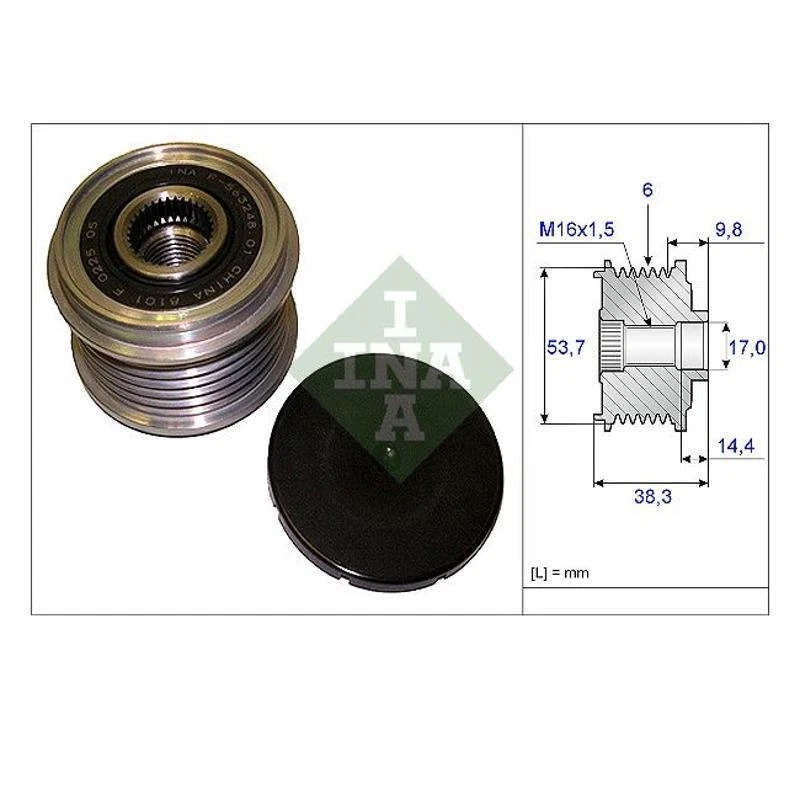 INA 535 0203 10 Generator Freewheel for Opel Adam BMW E81 Chevrolet Aveo Saab 9-5 - Image 1 of 1
