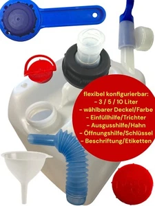 KANISTER 3 5 10 L ZUBEHÖR DECKEL ÖFFNER HAHN TRICHTER SCHLAUCH CANISTER FLEXIBEL - Picture 1 of 21