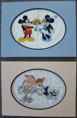 WALT DISNEY CHARACTER NEEDLEPOINT ARTWORK MICKEY & MINNIE MOUSE, BAMBI & FREINDS - Image 1 of 4