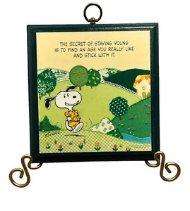 Snoopy Erdnüsse Übung Vintage Plakette Markenzeichen Holz ein Alter finden, das Sie mögen grün - Bild 1 von 5