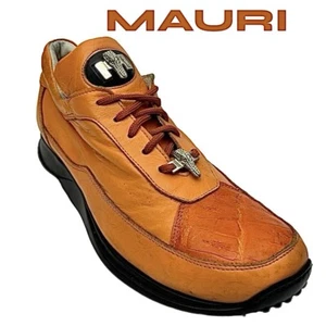 Mauri ITALY Classic Crocodile Toe/ Nappa Embossed Leather Orange Size 8.5 M - Picture 1 of 13