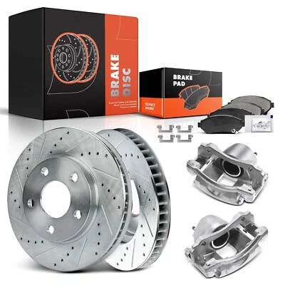 Front Drilled Rotors & Brake Pads & Brake Cailper for Buick Chevy Olds Pontiac - Image 1 of 4