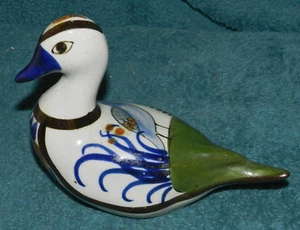 VERY NICE TONALA? MEXICAN HAND PAINTED POTTERY DUCK! HAND MADE IN MEXICO - Picture 1 of 4
