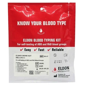 5 X Blood Typing Test Kit Eldoncard Testing- A,B,O,AB & RHESUS D - Picture 1 of 3