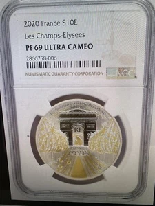 2020 NGC PF69 France 2020 Les Champs-Elysees Silver Coin 10 Euro. Beautiful - Picture 1 of 2