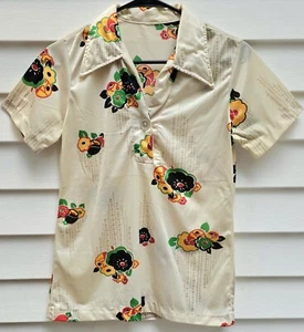 Vintage 1950 Silky Rayon Hawaiian Lei Hibiscus Jasmine Kika Blossom Flower Shirt - Picture 1 of 17