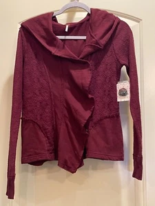 Free People Women's Brand New Wine "Clementine" Hoodie Size XS - Picture 1 of 8
