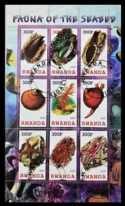 161.RWANDA 2010 USED STAMP S/S FAUNA OF THE SEA BEDS . - Picture 1 of 1
