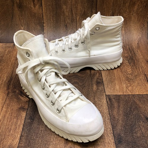 Scarpe Converse donna All Star Chuck Taylor alte con lacci in pelle bianca taglia 9