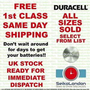 Duracell Silver Oxide Watch Battery 1.55v ALL SIZES OF WATCH BATTERIES - FAST!! - Picture 1 of 51