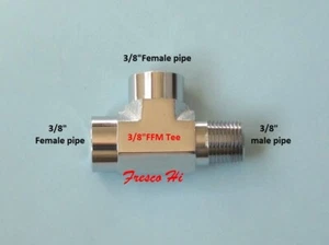 Lowrider Hydraulics 3/8" FFM Run Tee fitting Kit, Chrome & Polished, 1 unit - Imagen 1 de 3