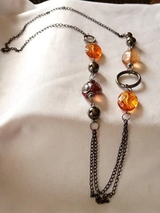 Multicolor Beaded Necklace Women's 36 Inches Vintage Black Chain - Picture 1 of 13