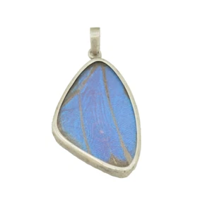 Colgante grande vintage de plata de ley de dos caras azul mariposa ala insecto encanto - Imagen 1 de 4