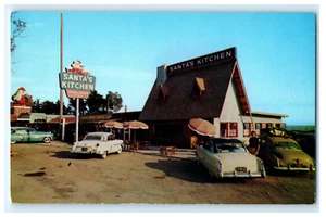 AK CA Weihnachtsmann Nikolaus Küche Attraktion Außenansicht 50er Jahre Autos - Bild 1 von 2