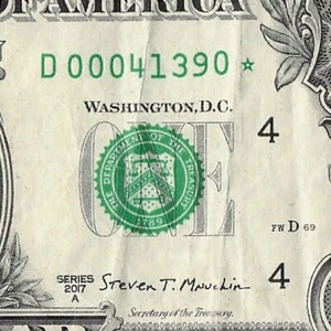 Cleveland Sheet Star Note One Dollar Bill D00041390* 500K Run Size - Picture 1 of 11