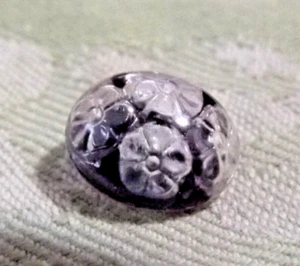Vintage Black Base Paperweight Button-  Silver/White Highlights (3675) - Foto 1 di 4